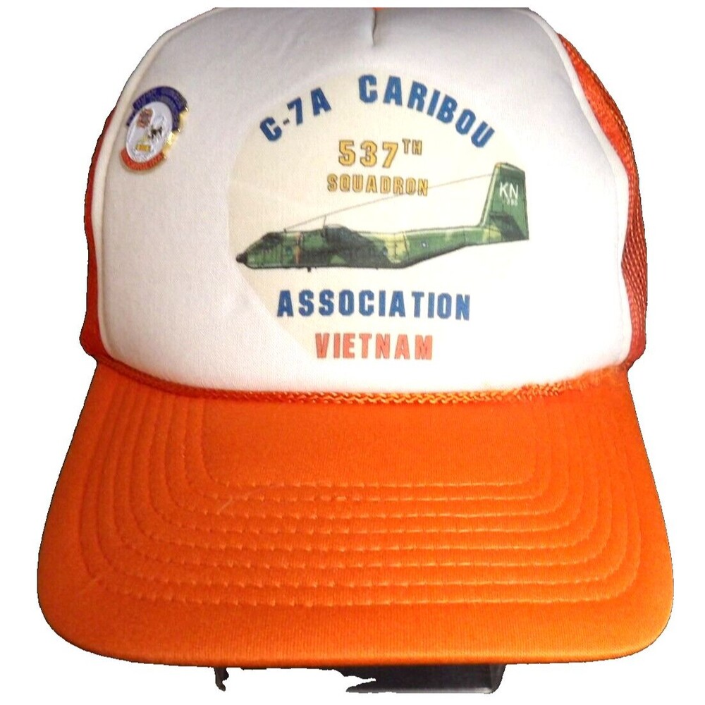 C-7A Caribou Association Vietnam 537th Squadron Trucker Hat Hugh Gunter 2002 Pin